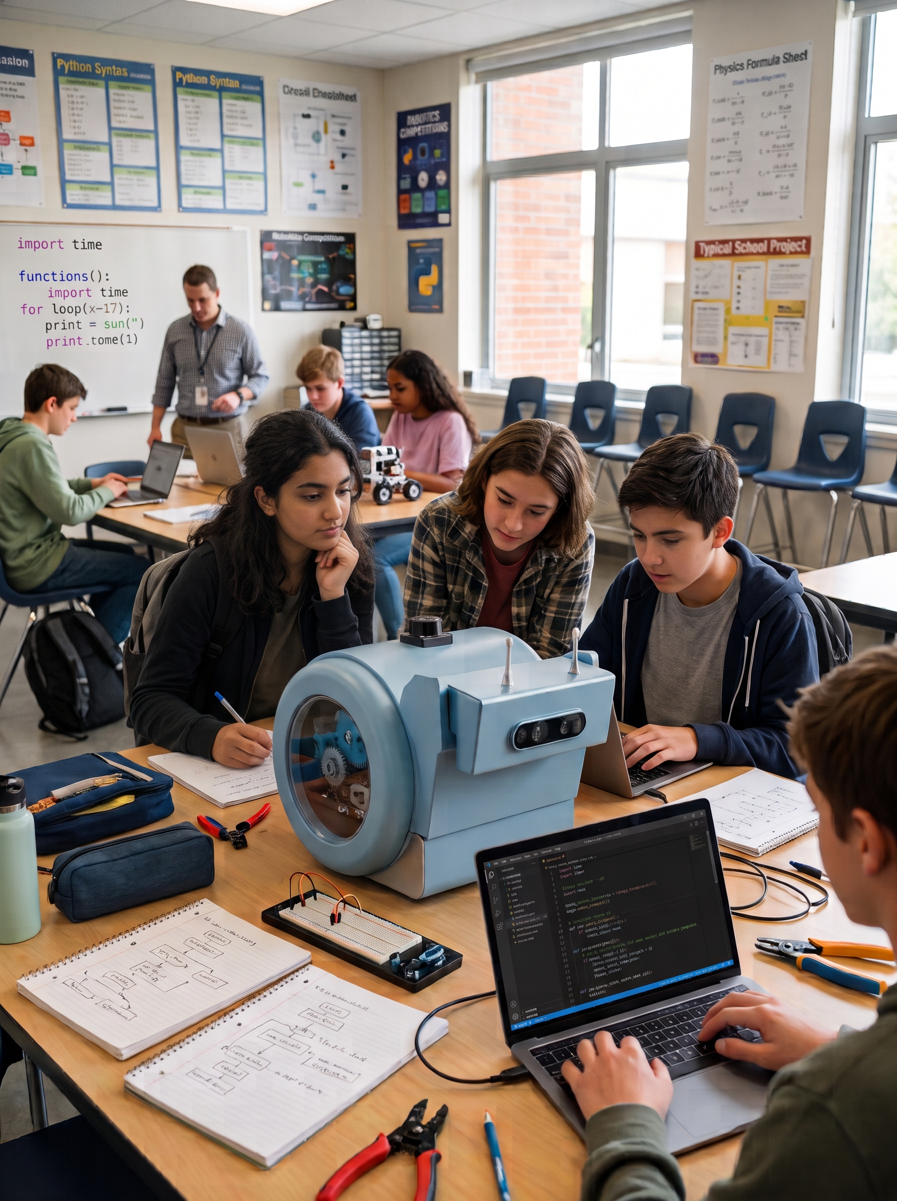 Des adolescents programmant snAIl en Python